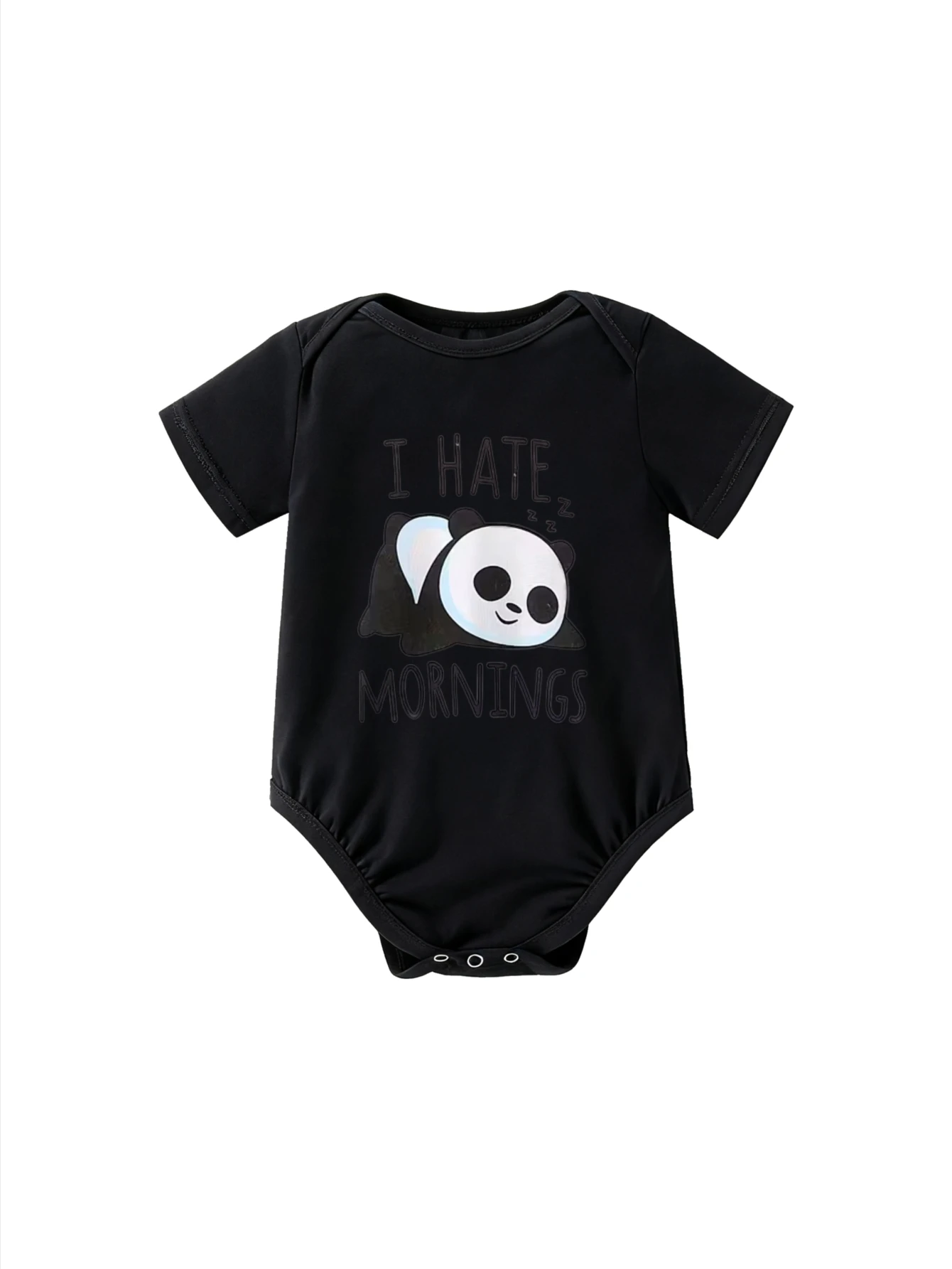 

Children's Bodysuit Round Neck I Hate Mornings Panda Graphic Unisex For Boys Girls Suitable For Sleepwear Theme