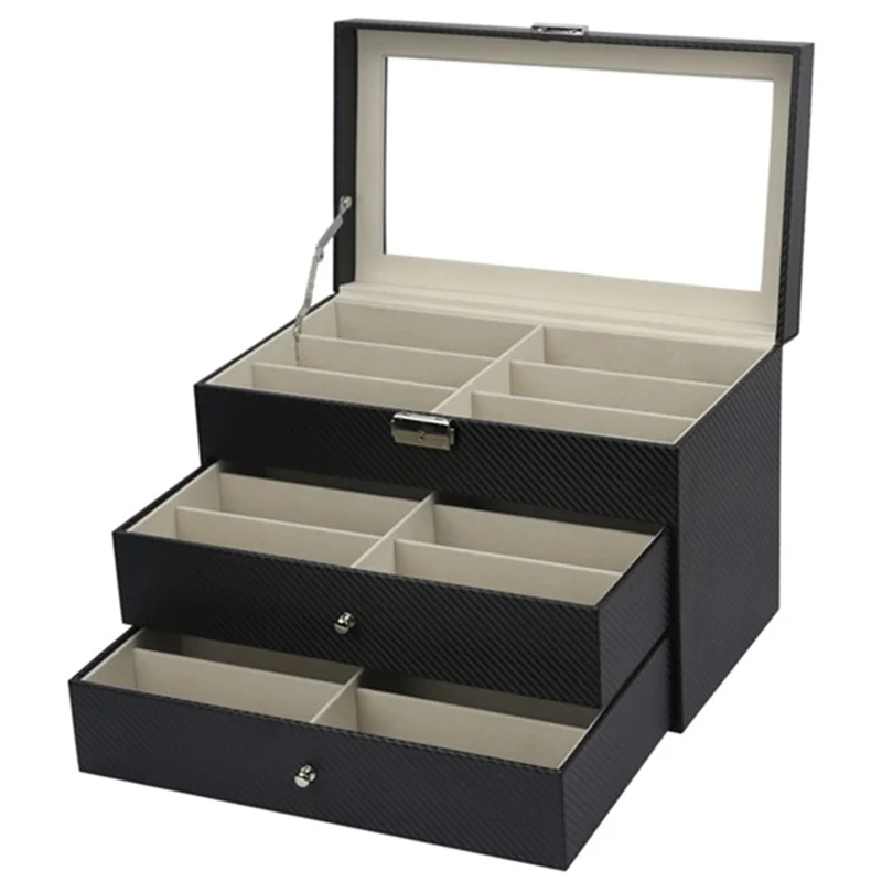 

【NEW】Glasses Sunglasses Display Box Sunglass Organizer Storage Box 3 Tier 18 Slot Glasses Texture Pattern