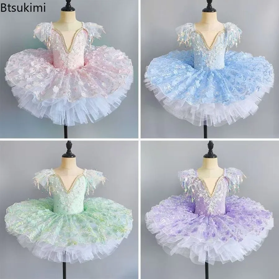 夏かわいい子供ドレスバレエパーティー衣装女の子白鳥ダンスドレスプリンセスショーチュチュベビー服-vestidos-衣装子供