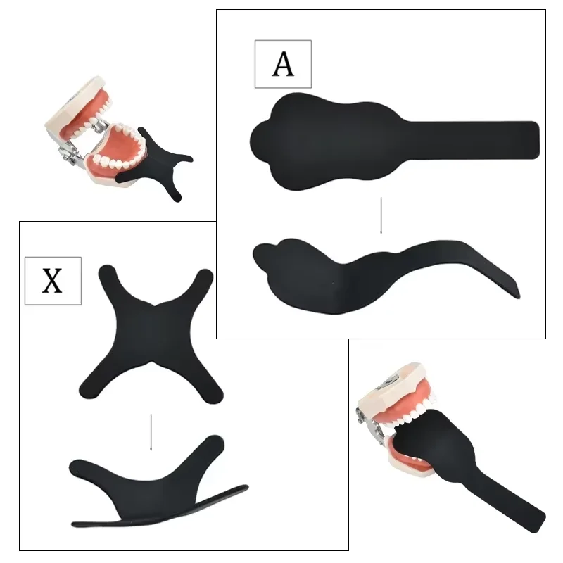 تقويم الأسنان خلفية سوداء لوحة الخد عن طريق الفم مرنة سيليكون الفولاذ المقاوم للصدأ صورة صورة لوحة التباين أدوات طبيب الأسنان #4