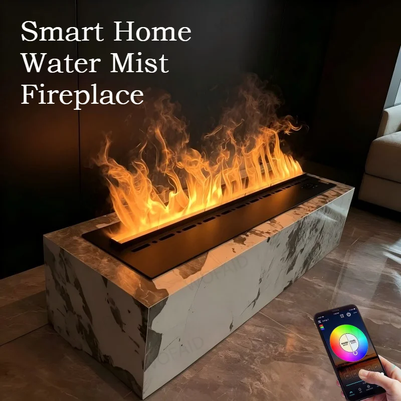 

APP Controlled Water Vapor Fireplace steam chimney interior 3D Mist Flame with Humidifier Function flame effect fireplace