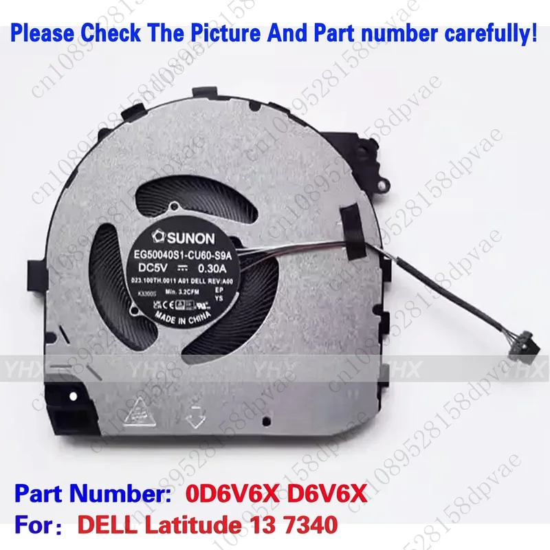 

GYX New For DELL Latitude 13 7340 CPU COOLING FAN 0D6V6X D6V6X.
