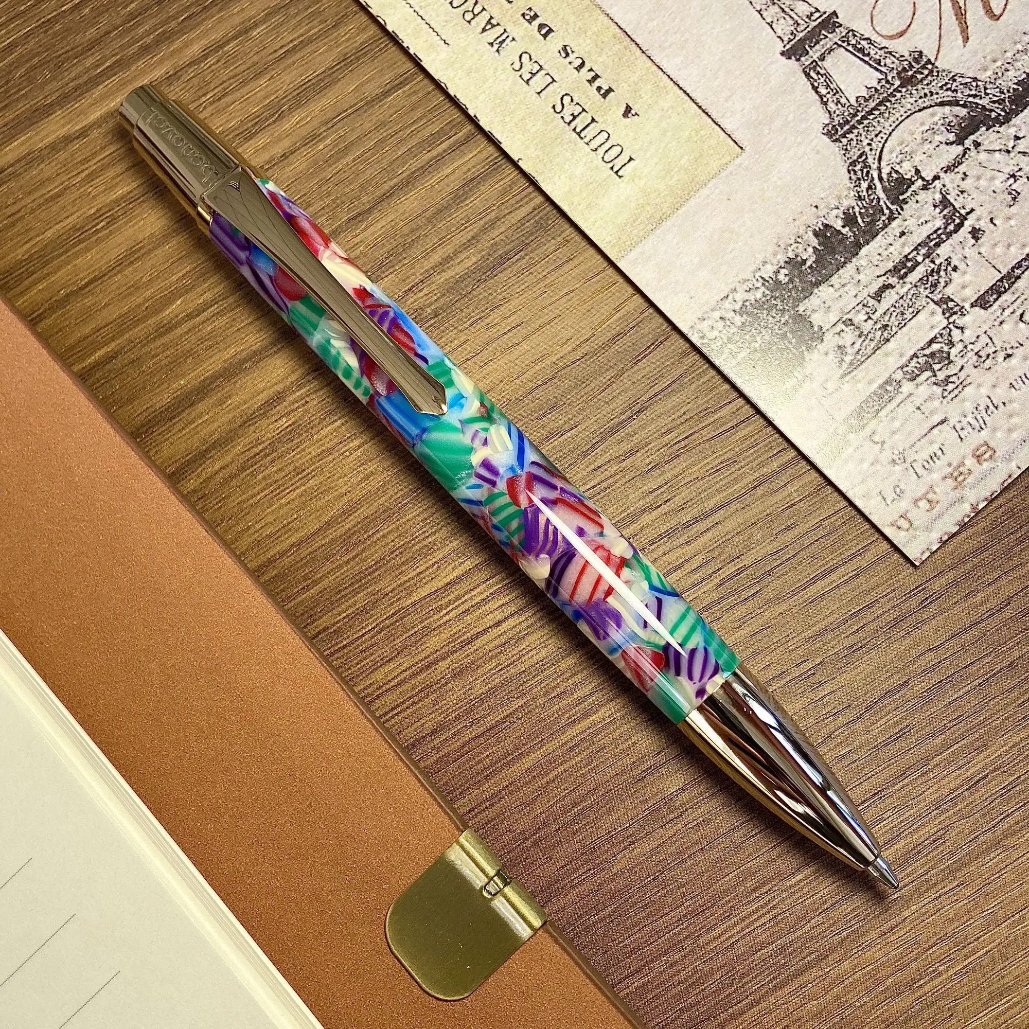 Automatic Ballpoint Pen Favorite Series Rainbow Marble Pattern Girl Gift Pen