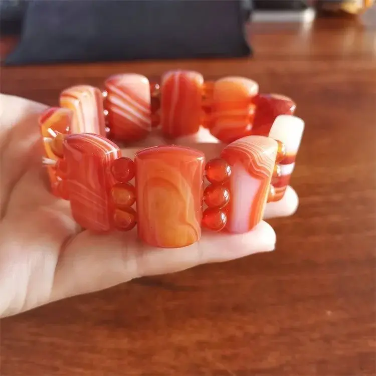 Natural and Exquisite Silk Wrapped Agate and Pearl Separated Hand Row, Men's and Women's Fashionable Hand String