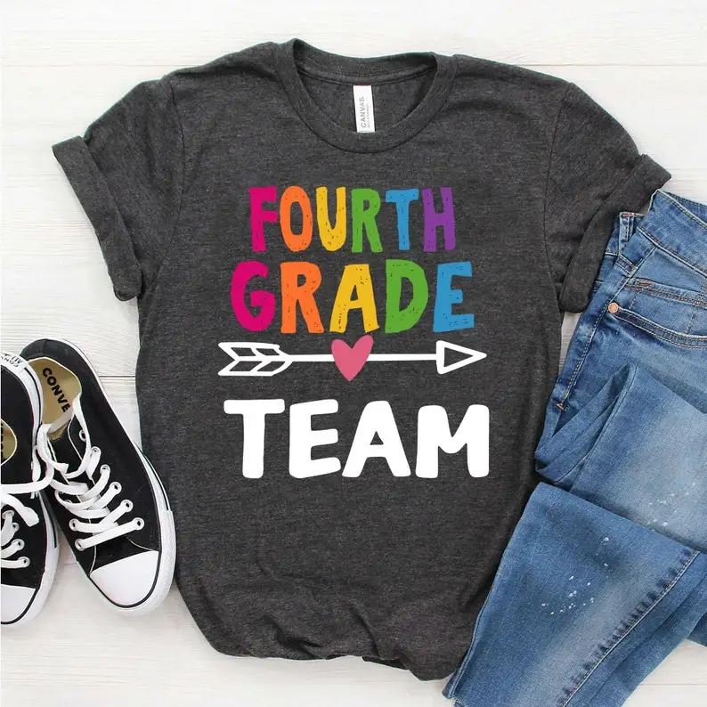 

Fourth Grade Team T-Shirt 4th Grade Teacher Shirts Teaching tees 100% Cotton O Neck Casual Short-Sleeve Unisex tops