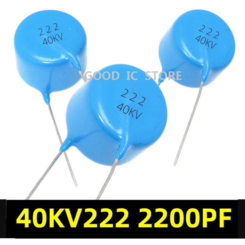 1PCS/LOT New and original 50KV 2.2NF 40KV porcelain dielectric 222 35KV 2200pF high-voltage porcelain capacitor blue