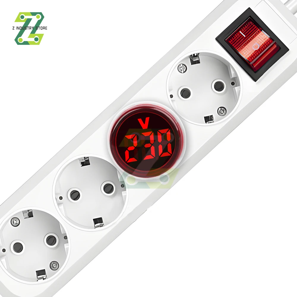 AC 50~500V Household Digital Display Voltmeter Light Sockets Voltage Meter Voltage Warning Light