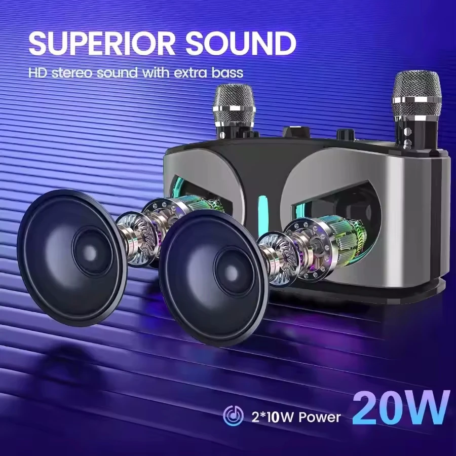 Karaoke Portable Wireless Bluetooth Speaker With Microphone Machine Subwoofer Powerful Sound Box Music Caixa De Som Bocina Audio