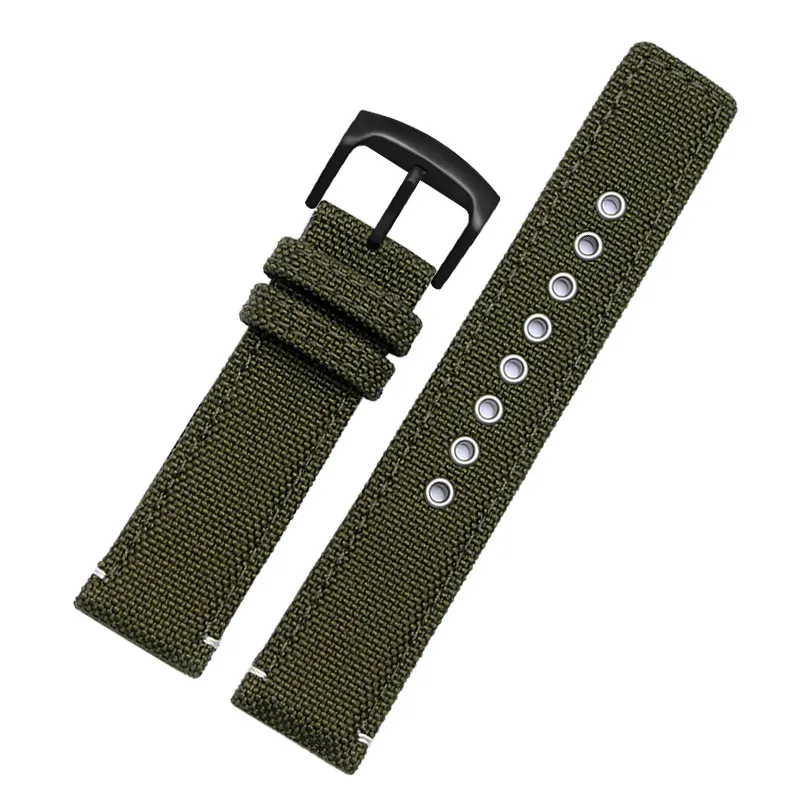 For Citizen AW5005 Seiko Timex Army Green khaki Hamilton nylon watch strap Canvas + Cow leather men\'s watchband 20mm bracelet