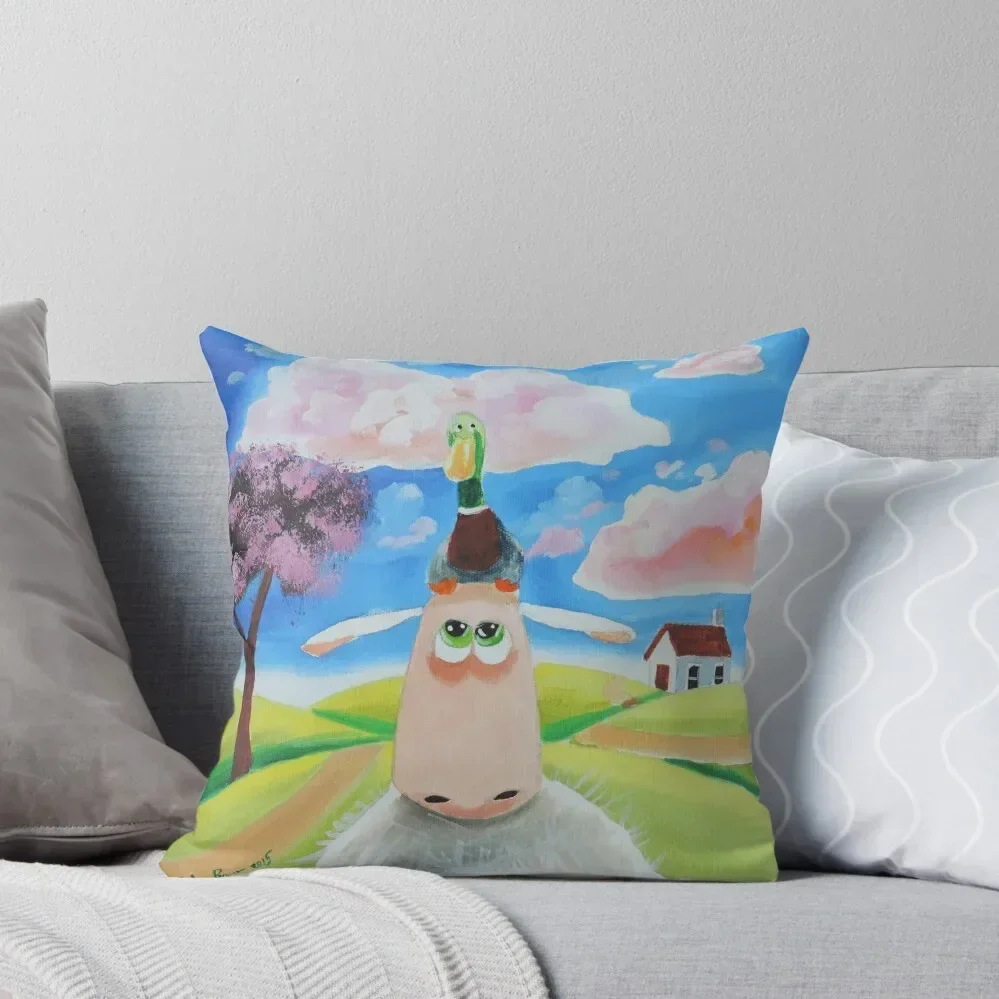 

Duck on a sheep's head Throw Pillow Cushion Cover For Sofa Sofa Cushion Cover pillow