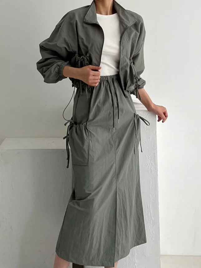 

Retro ort Coat Women's Chic Autumn Top plus Skirt 2025 Fall Faion Set Street Sle Versatile Casual Outfit Combo