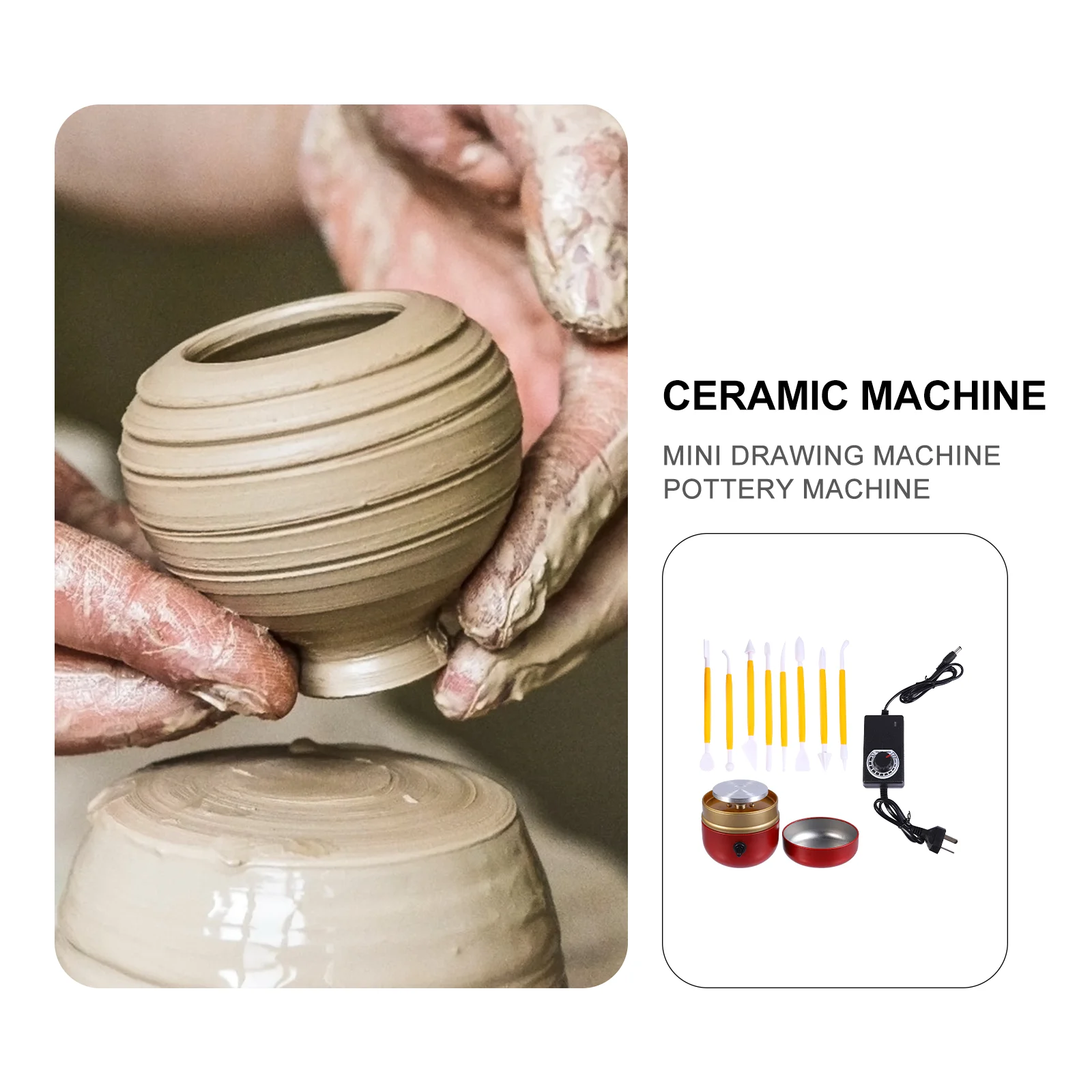 

Mini Pottery Wheel Clay Machine Electric DIY Tools Compact Size Turntable Gifts Sturdy Durable Environmental Protection Mini