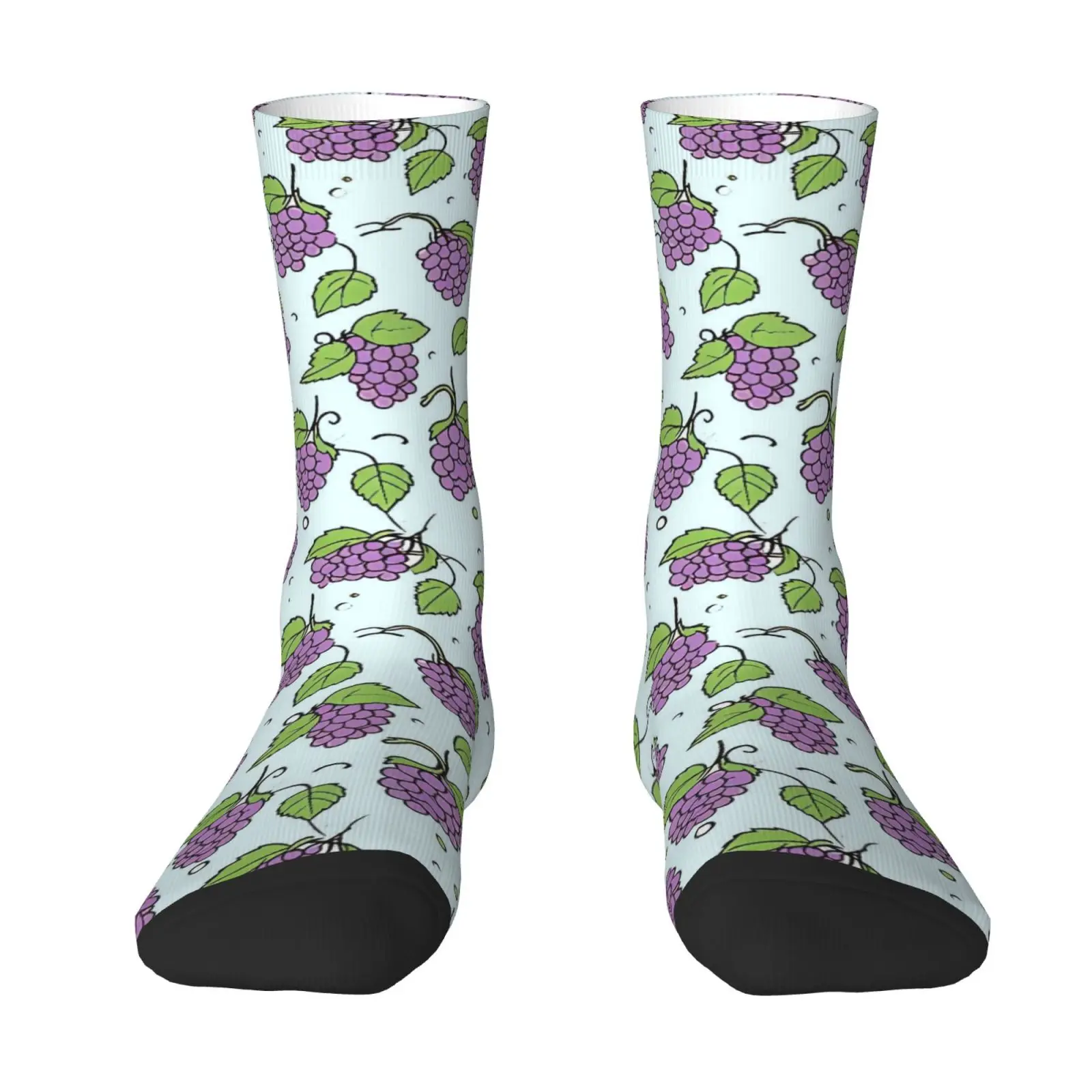 Grape Print Mid-Crew Socks for Men Women Novelty Breathable Casual Outdoor Durable Collectible Socks