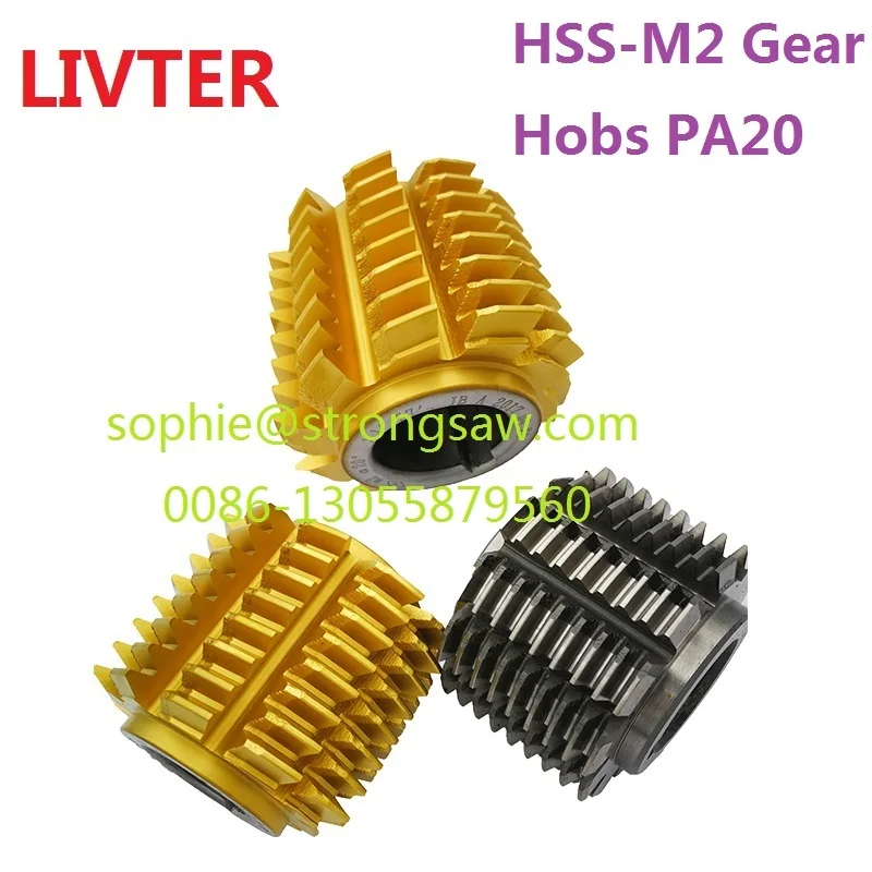 

Livter M0.5/M0.6/M0.7/M0.8/M1.0/M2.0/M3.0M/M4.0 modulus PA 20 degrees HSS Titanium coating Gear hob Gear cutting tools