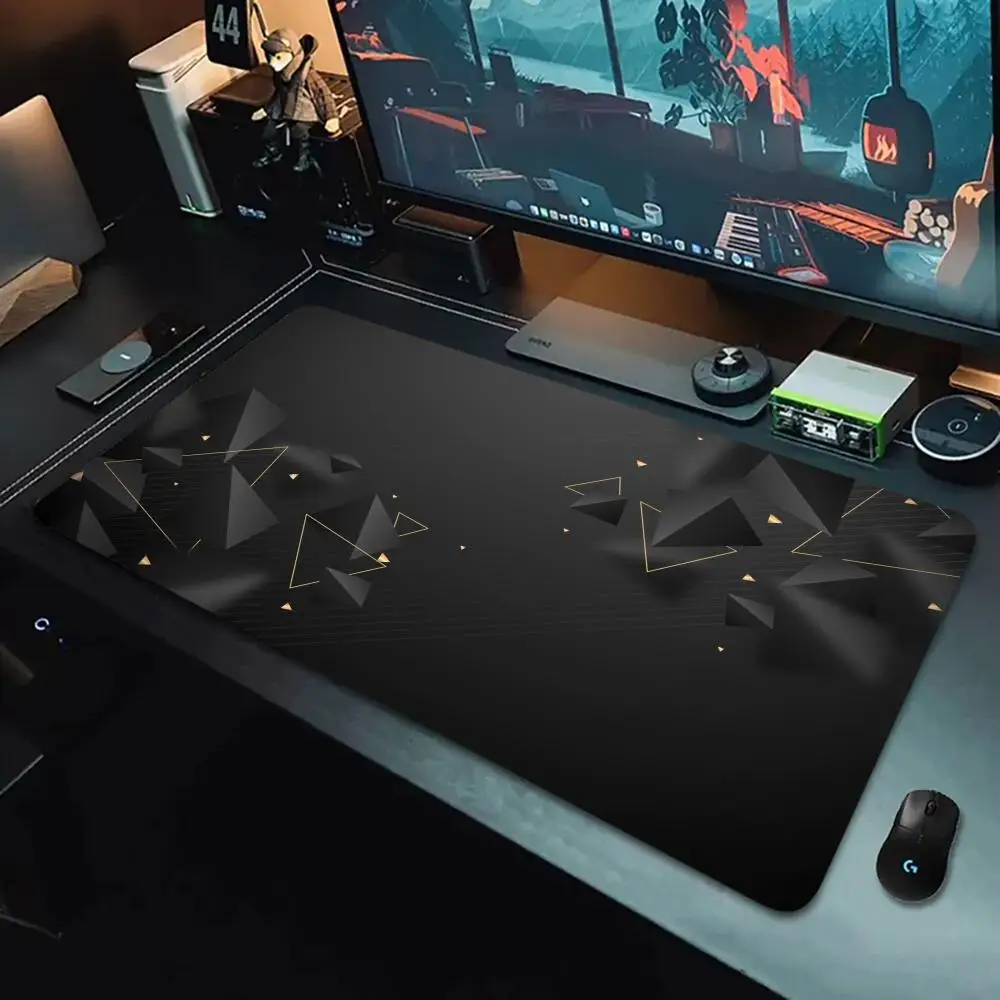 

Black gold geometry Mouse Pad XXL Gamer Desk Mat Large Office Anti-slip Keyboard Pads Carpet Computer Accessories Long Desk Mats
