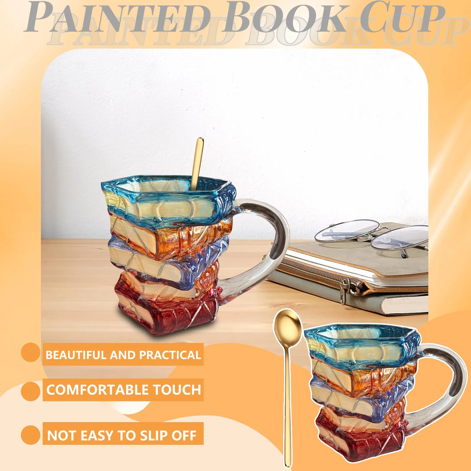 

Colored Book Cup Painted Book Mug Novelty Mugs For Book Lovers Gifts Unique Handmade Coffee Mugs Glass Cool Funny Bookish Tea Cu