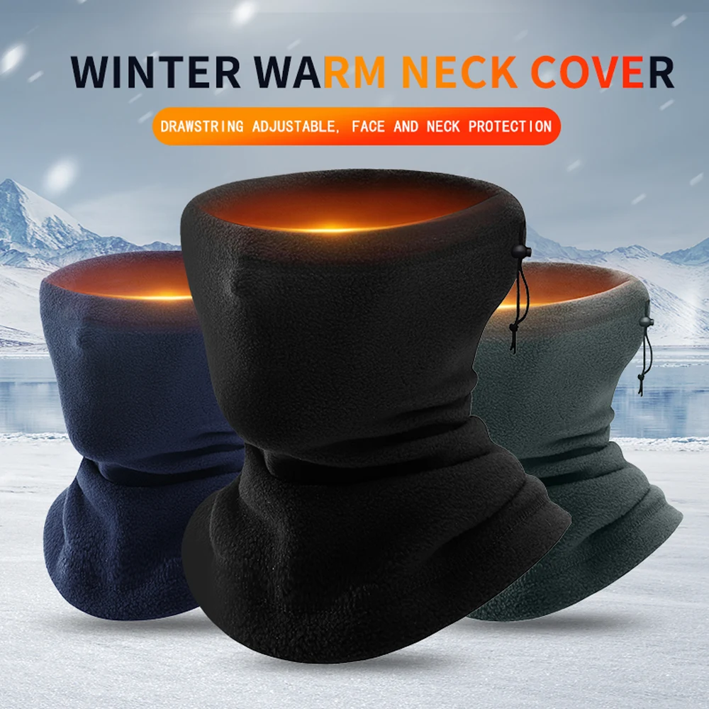 Ciepła chusta motocyklowa z polaru, maska narciarska, wiatroodporna, polarowa, na rower, ze sznurkiem, pogrubiona, jesienno-zimowa, unisex, osłona na twarz