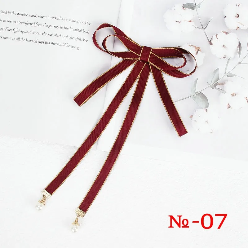 Perle Band Brosche Pin Frauen Fliege Vintage Schule Mädchen Weiß Kragen Schmuck Bowknot Shirts Krawatte Candy Farbe Rot Schmetterling – Detail 7