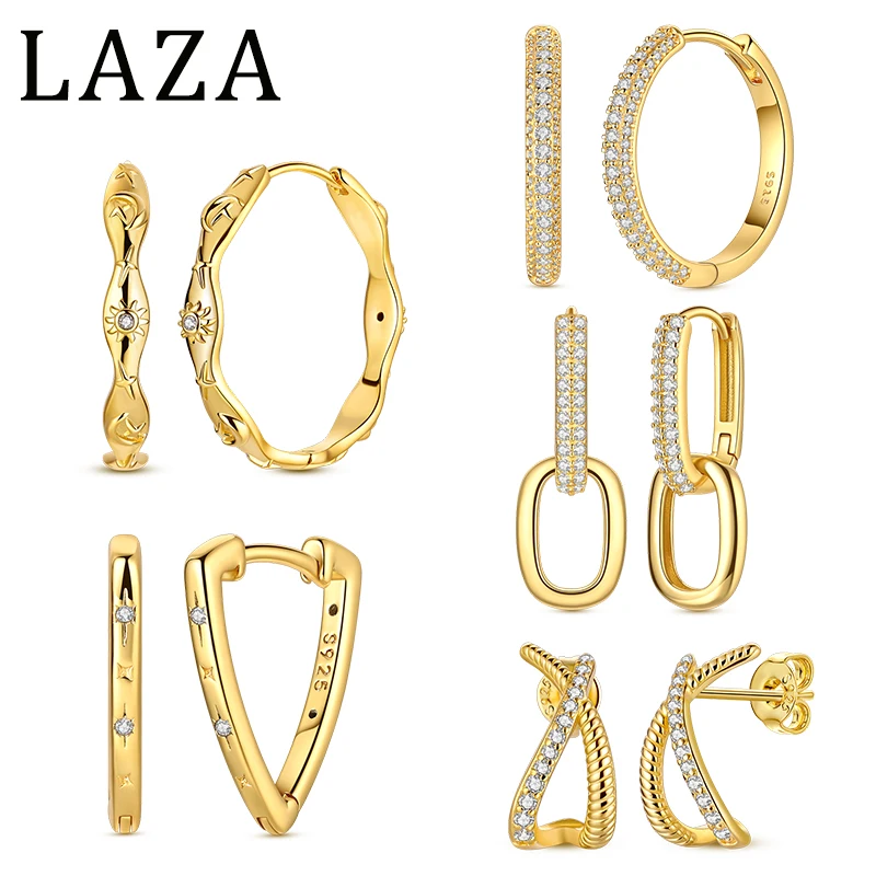 

Модные золотые женские серьги-кольца из стерлингового серебра 925 пробы со сверкающим цирконом, круглые серьги-гвоздики, ювелирные изделия, подарок на годовщину для влюбленных