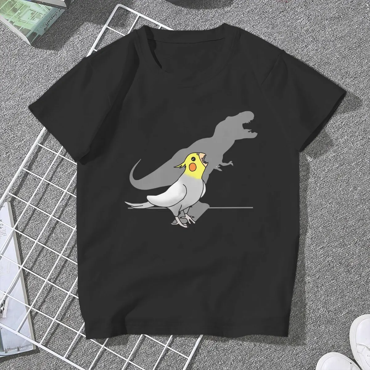 Dinosaur Shadow Women\'s T Shirt Parrot Birds Pet Ladies Tees Harajuku Polyester Tops Basic Tshirt y2k Hipster