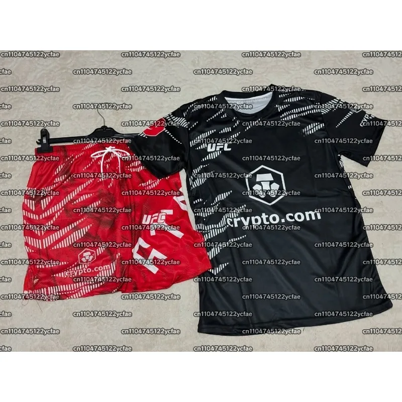 

2025 UFC MMA Боксерская боевая футболка Шорты 2025 Мужская дышащая быстросохнущая толстовка Борцовский бег Впитывающий пот комплект