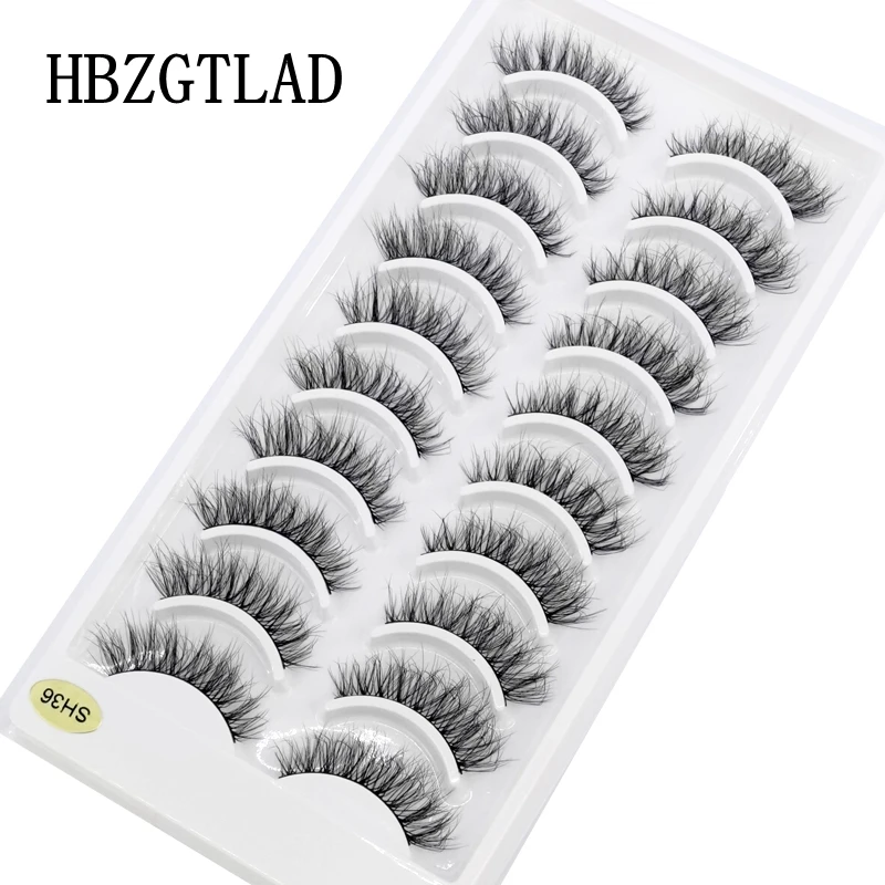 Faux-cils 3D en vison, 10 paires, courts, denses, pour maquillage, vente en gros