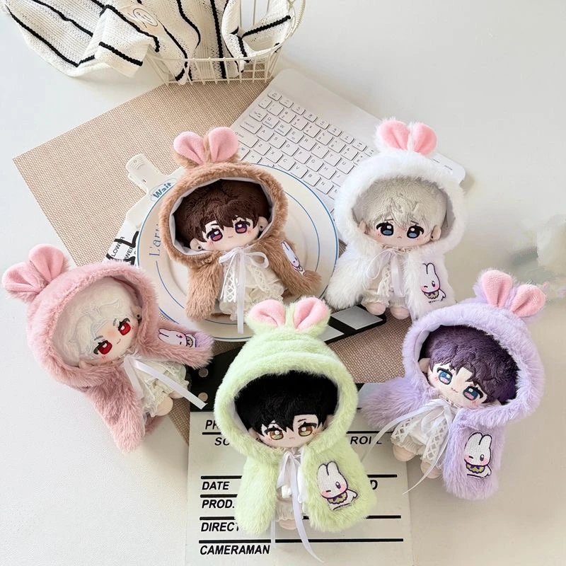 

10cm Cotton Doll Rabbit Ear Cloak Jacket Hooded Capes 10cm Idol Doll Clothes Dress Up Clothes Without Attributes