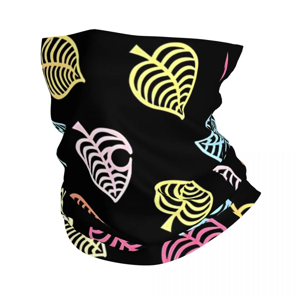 Nook Leaf Aloha Logo - Rainbow Colors On Black Bandana Neck Cover Wrap Scarf Balaclava Cycling Unisex Adult Breathable