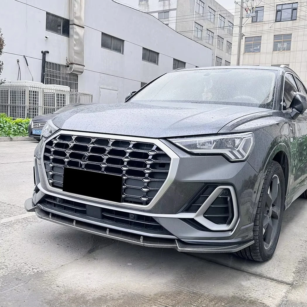 Front Bumper Lip Splitter Spoiler For Audi Q3 F3 S-Line 2019+ Piano Black Carbon Fiber Air Diffuser Mod Kit Exterior Accessories