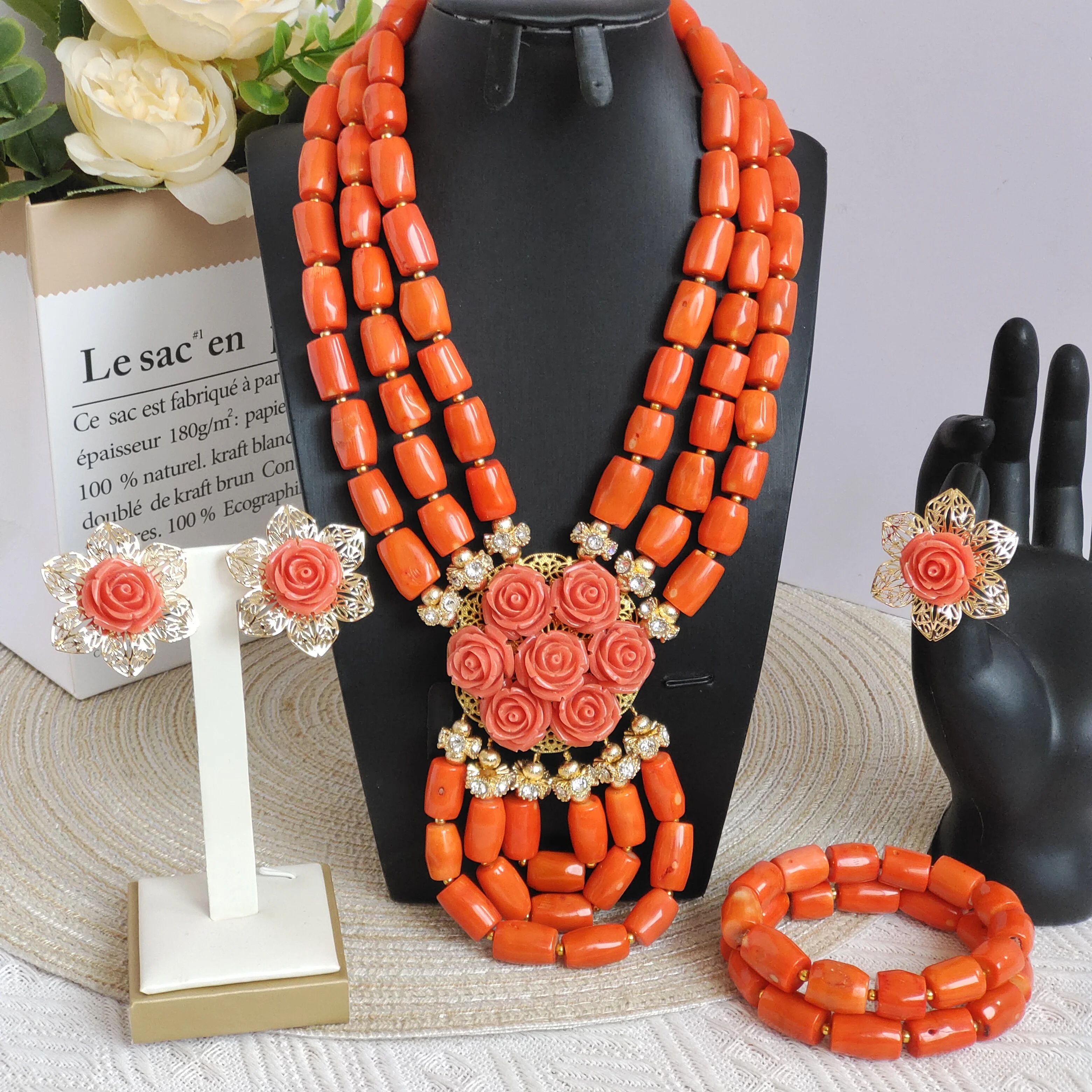 

Laanc nigerian wedding jewelry coral beads natural original