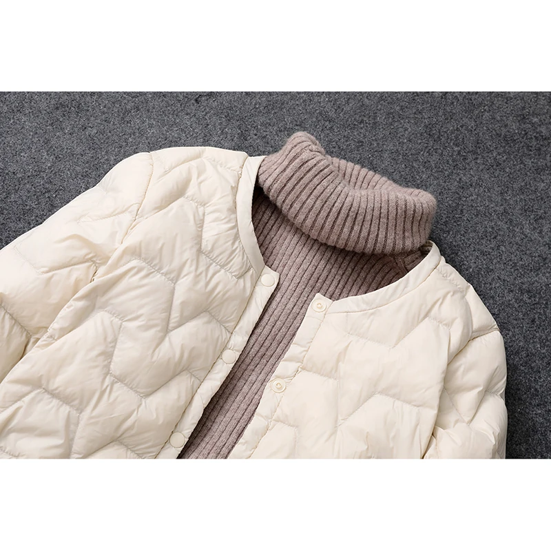 2024 New Winter Women Long Down Coat Ultralight Collarless Duck Down Jacket Female Padded Parkas O-Neck Puffer Overcoat