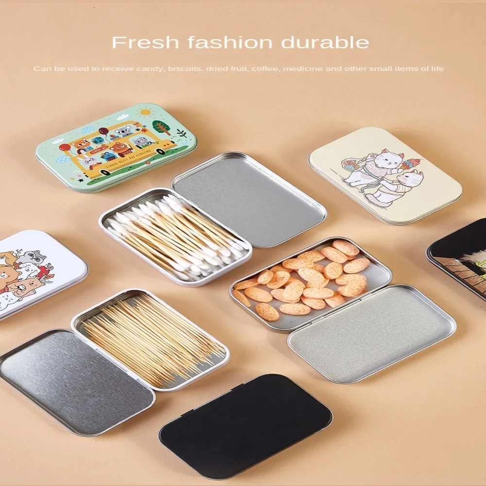 New Iron Photo Storage Box Cute Dustproof Tinplate Box 95*60*20mm with Cover Jewelry Storage Organizer Small Stationery