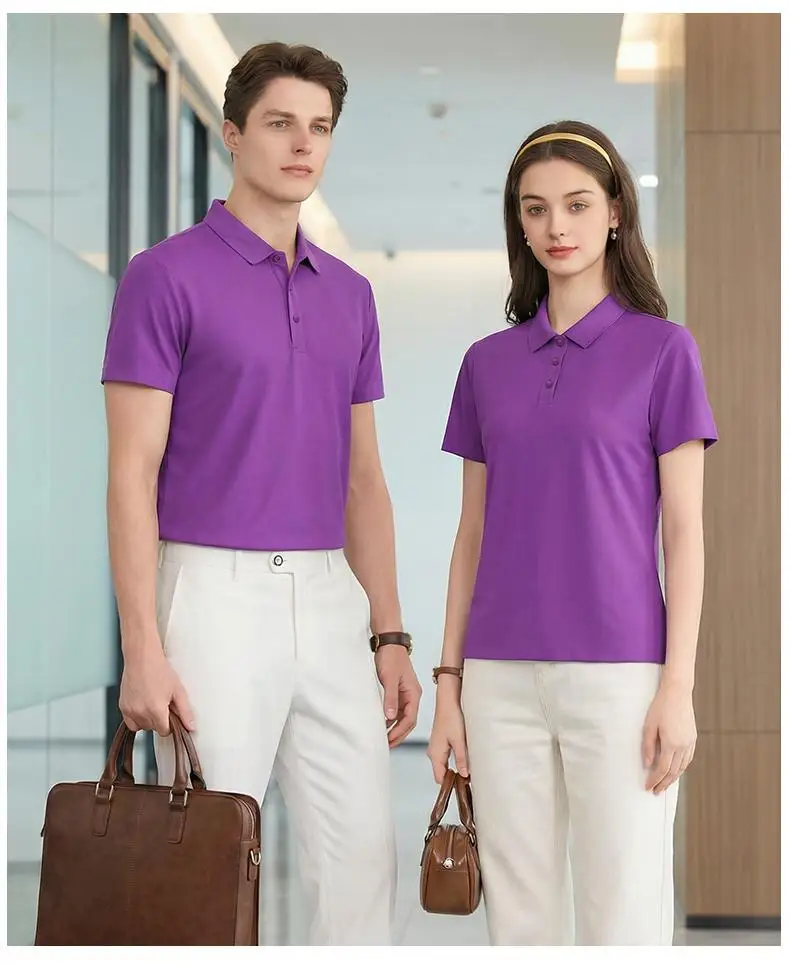 Neues Sommer-Eisseide-POLO-Shirt Kurzarm Professionelles T-Shirt Nahtlos Weich Hochwertig Einfarbig Firmen-Gruppenuniform – Detail 23