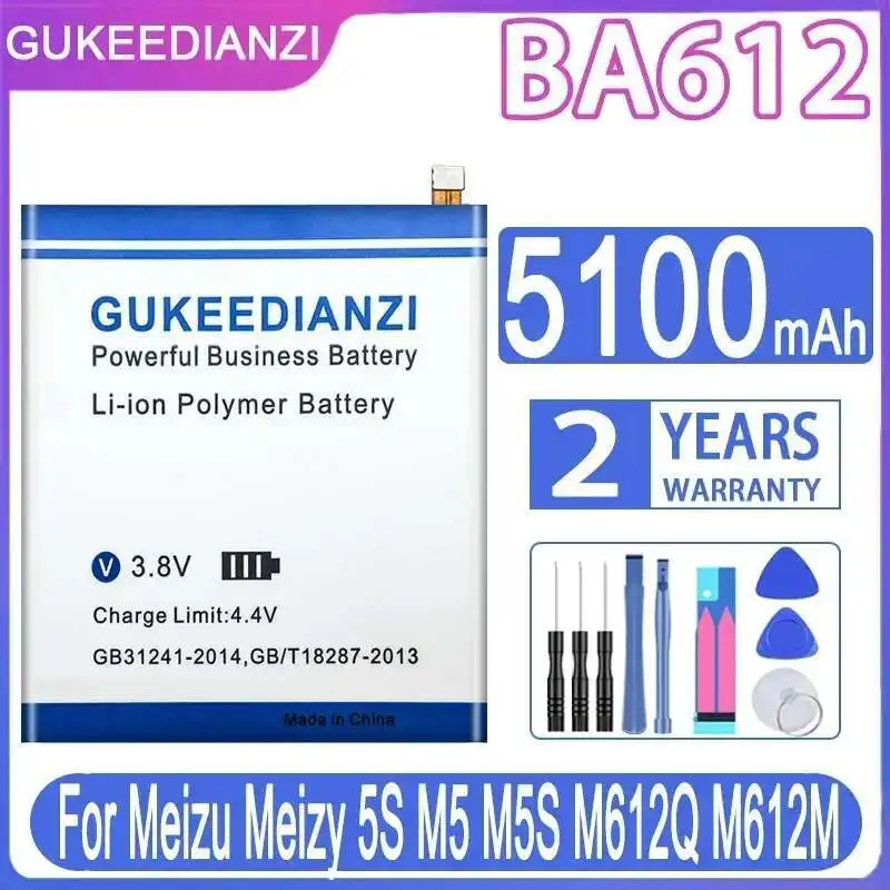 

For Meizu Meizy 5S M5 M5S M612Q M612M Mobile Phone Battery BA612 Reliable Replacement 5100Mah