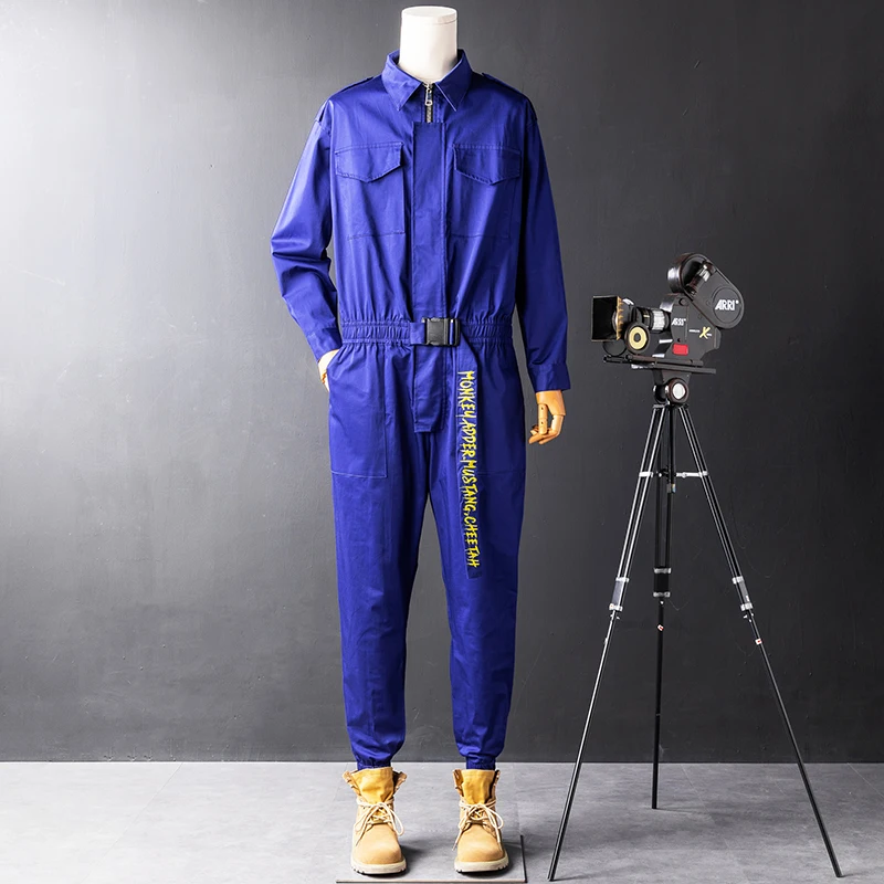 Cusizable Long Sve Embroidered Onesie Set Men's Spring Autumn Trendy Hip Hop Inteated Performance Casual Jumpsuit Pants