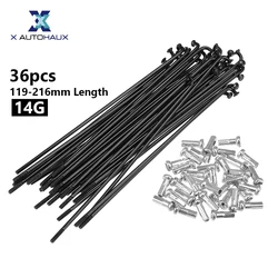 X Autohaux 36 peças 14G J Bend raios de aço para bicicleta 119mm 125mm 136mm 138mm 141mm 144mm 153mm 158mm 169m raios de ciclo com mamilos