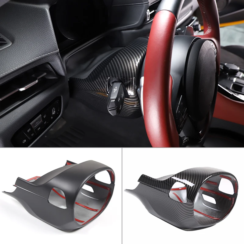 ABS Carbon Fiber Car Steering Wheel Wiper Base Cover Decorative Sticker For Toyota GR Supra MK5 A90 2019-2022 Car Accessories