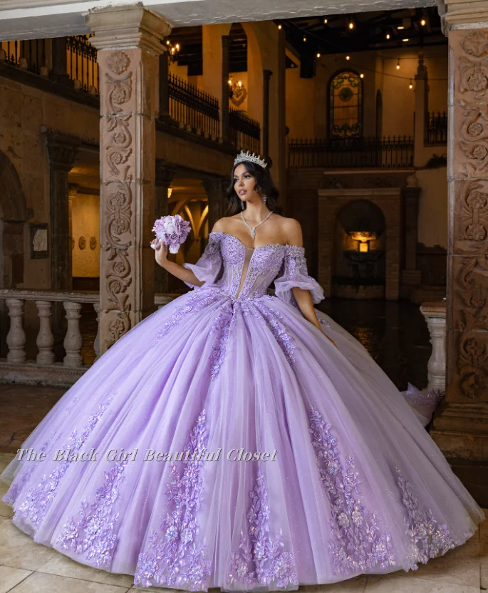 

Элегантные лавандовые фиолетовые платья Quinceanera без бретелек по индивидуальному заказу, расшитые бисером и блестками, тюль с аппликацией, без бретелек, для выпускного вечера на 16-й день рождения