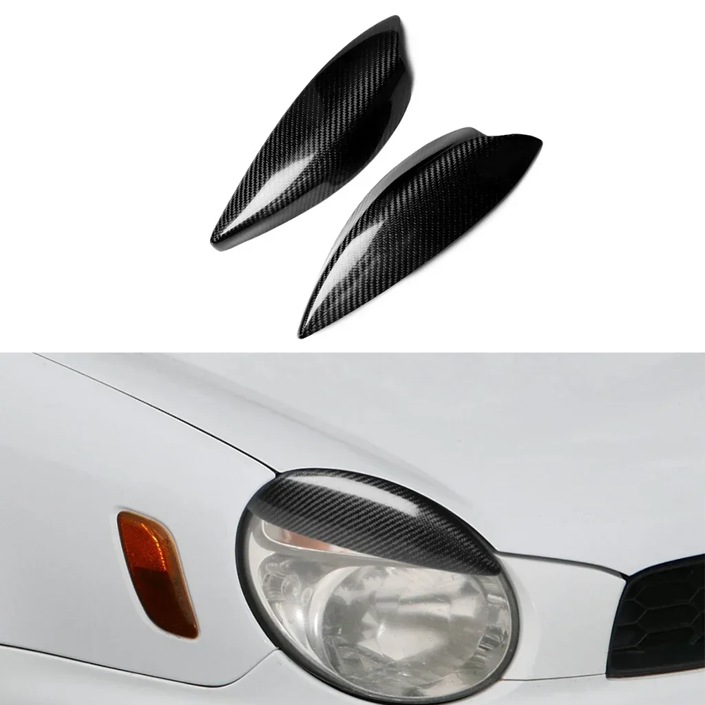 New！ Car Front Headlight Eyebrow Eyelids Stickers For Subaru Impreza WRX STI 2002 2003 Real Carbon Fiber