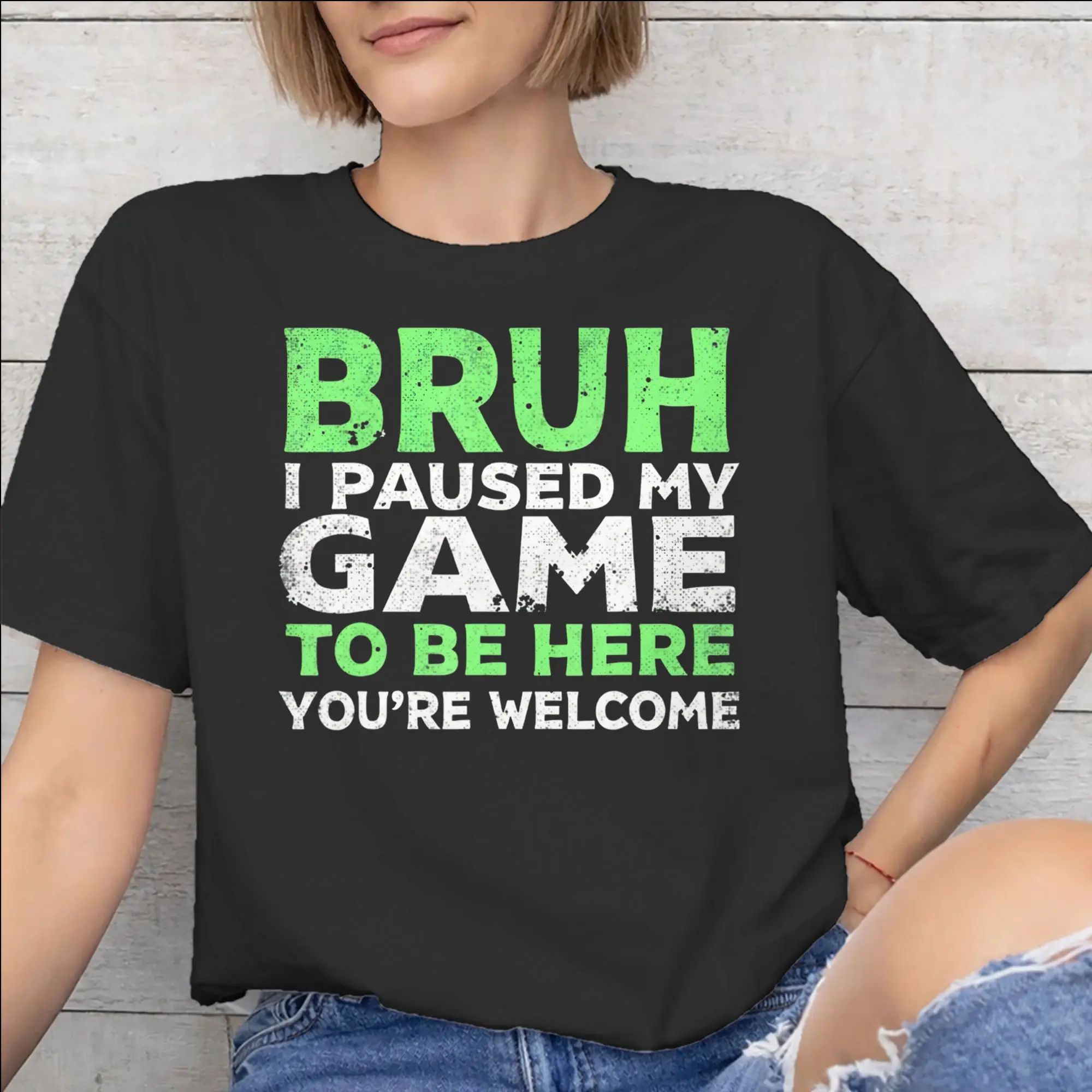 Printed I Paused My Game To Be Here T Shirt for Men Women  Cotton Tee Shirt Short Sleeve Clothes