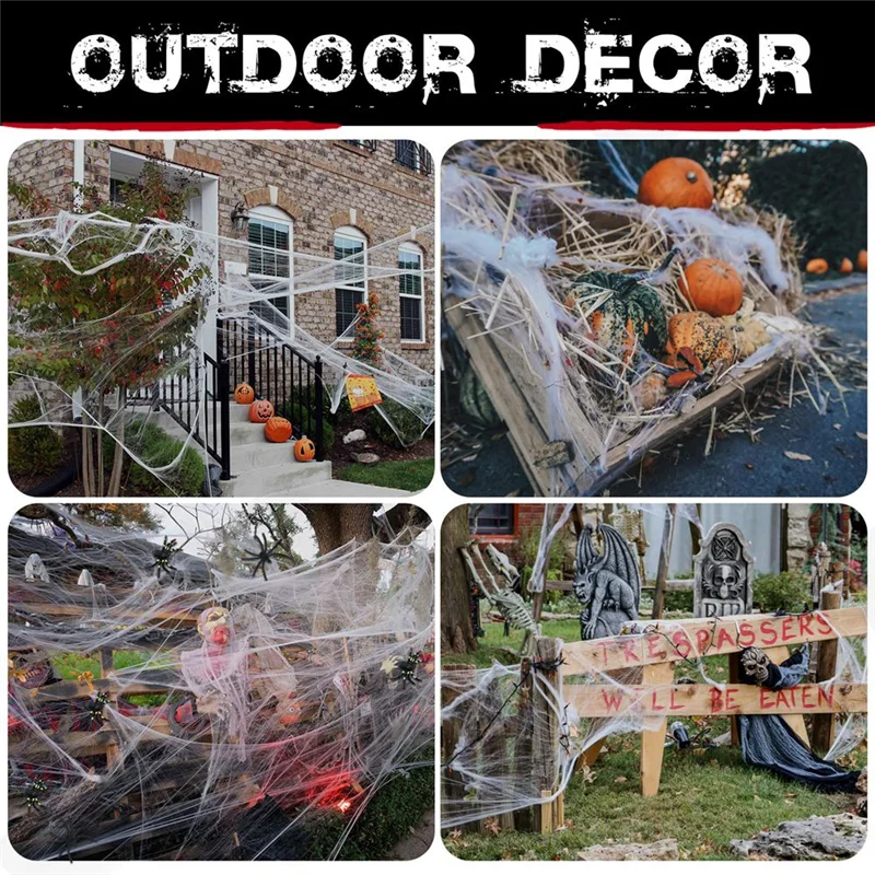 

1400 Sqft Halloween Spider Webs Decorations With 100 Extra Fake Spiders, Super Stretchy Cobwebs For Halloween Decor-A79G