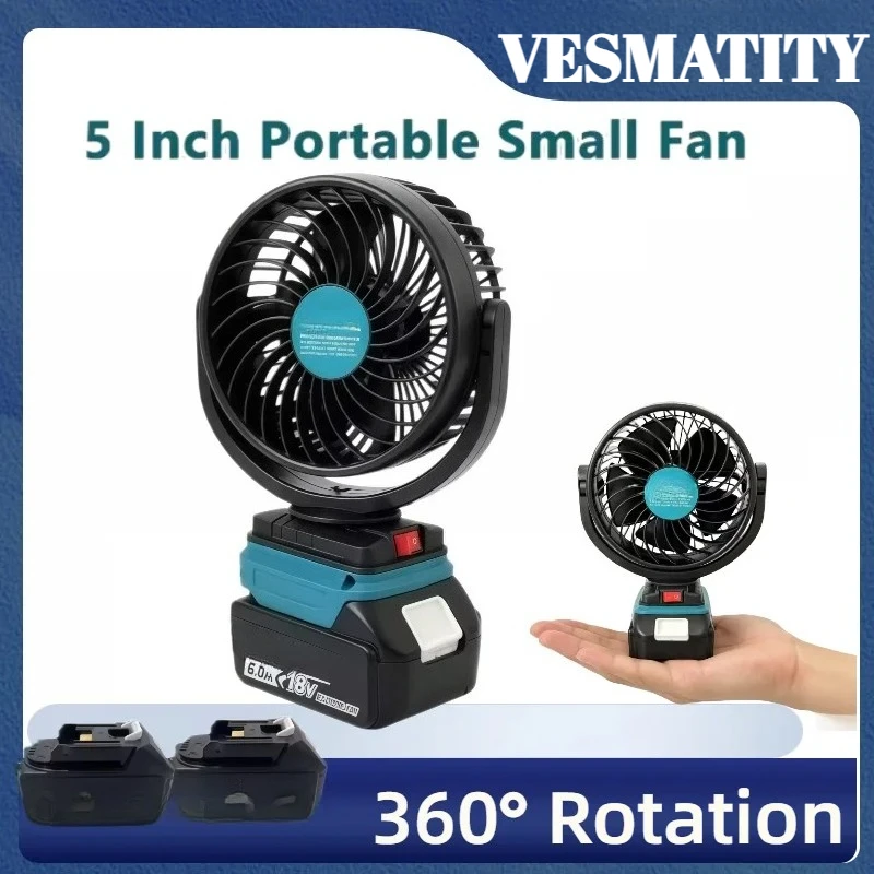 Cordless Portable Fan With USB Charging Port Adjustable Tilt Mini Air Fan Camping Indoor Outdoor Jobsite For 18V-20V Battery