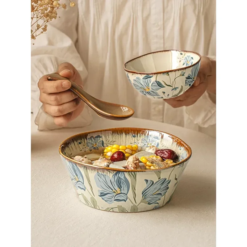 Porcelain Chinese Ceramic Dishes and Tableware Set High End Niche Style Household Housewarming Practical Gift