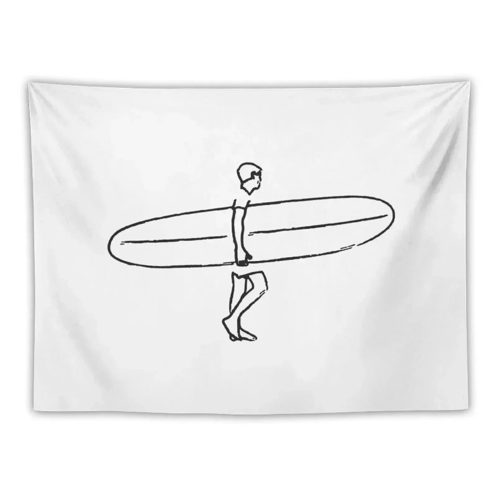 Long Board Surfer Sketch Tapestry Carpet Wall Bathroom Decor Tapestry