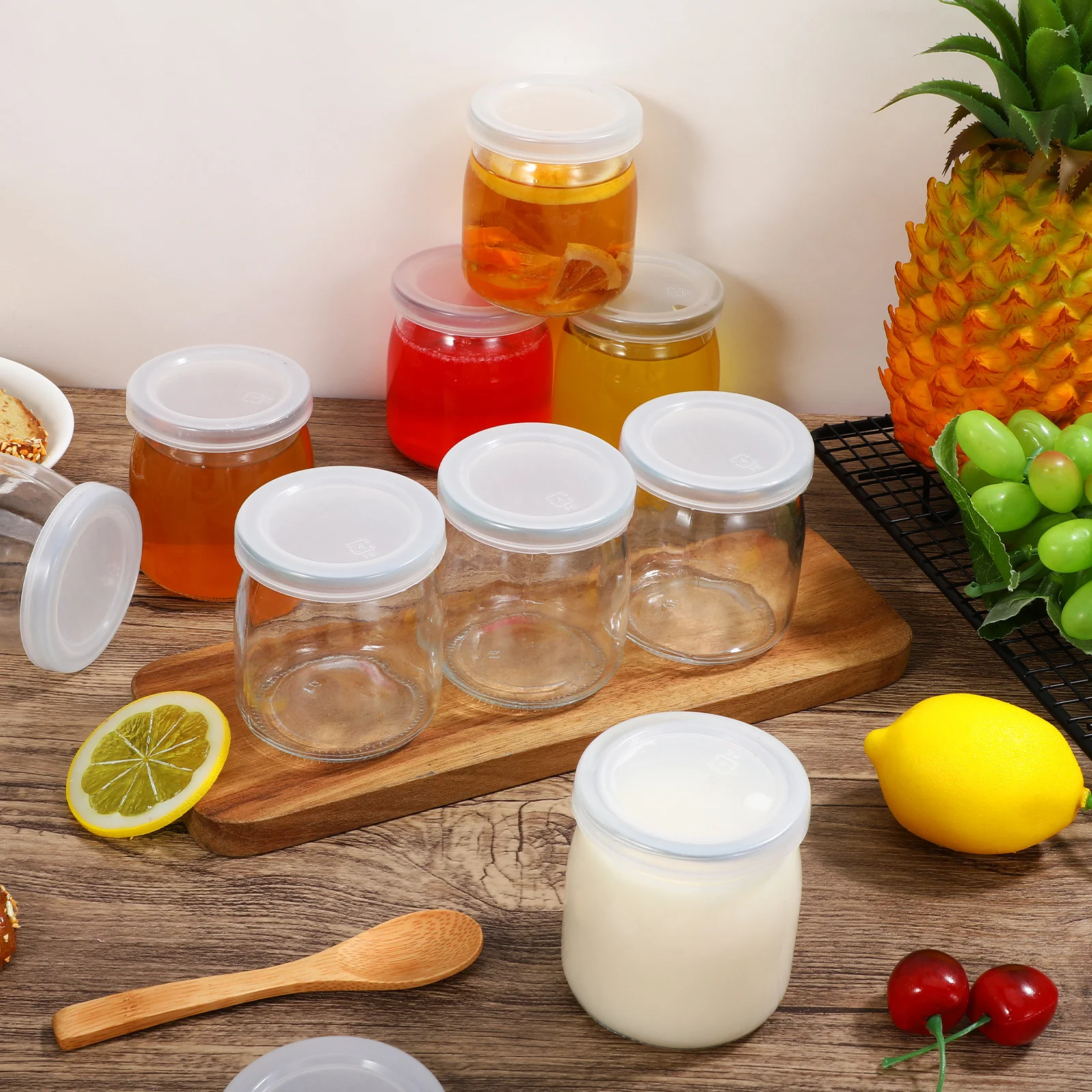 

12Pcs Glass Pudding Jars Heat Resistant with Lids Suitable for Yogurt Mousse Jelly Small Dessert Cups for Office Picnic