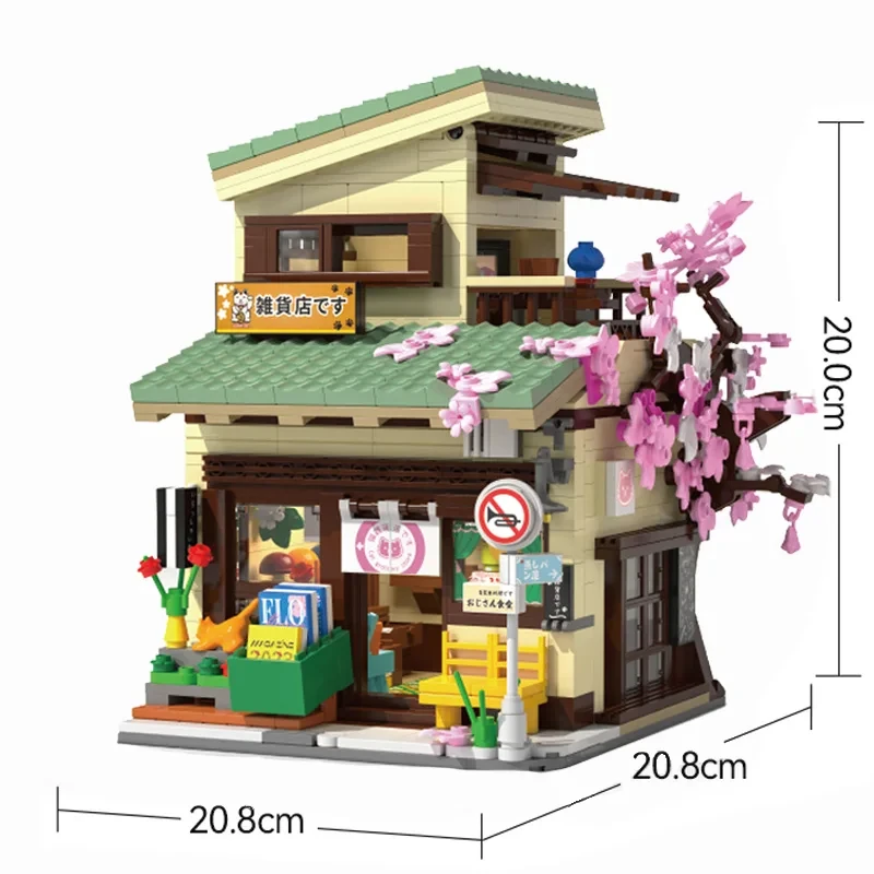 Cada Japanse Sushi HouseBricks Winkel LED Japanse Gestoomde Broodje Huis Bouwstenen Zomer Cafe cada Speelgoed Street View Serie set