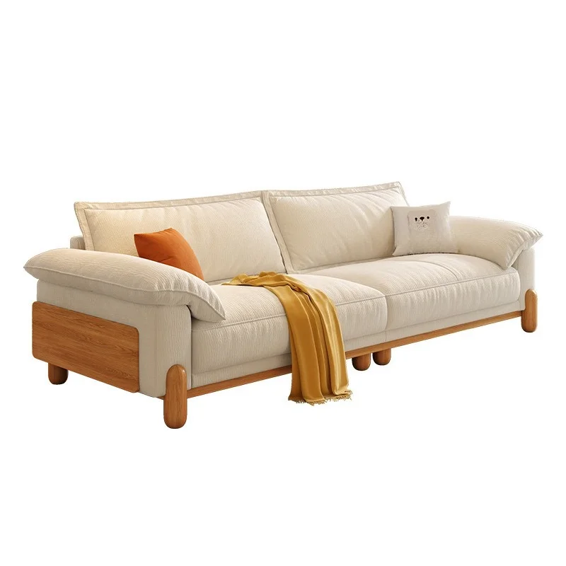 

Straight row removable and washable cloud solid wood fabric sofa