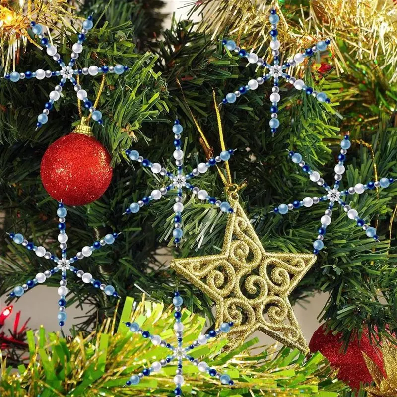 Xmas Beading Supplies- 24 Pcs Christmas Snowflake Wire In 3.7/4.5/6 Inch Sizes For Jewelry Making Wrapping Wire