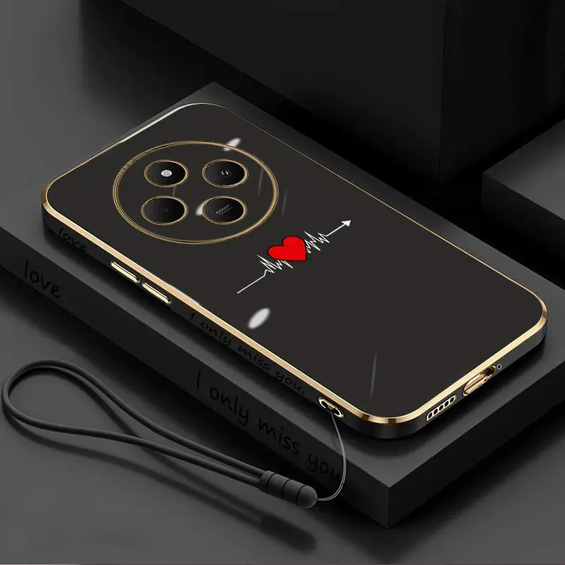 14C Beating Heart Luxury Plating Bracelet Phone Case For Xiaomi Redmi 14C Turbo3 12 10A 13 A3 12C 13C 9 9T 9A 10C 10 8 8A Cover