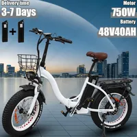 CT20 Electric Bicycle 750W Brushless Motor 48V40AH Dual Lithium Battery Folding Electric Bike 20*4.0 Inch Fat Tire City E-bike